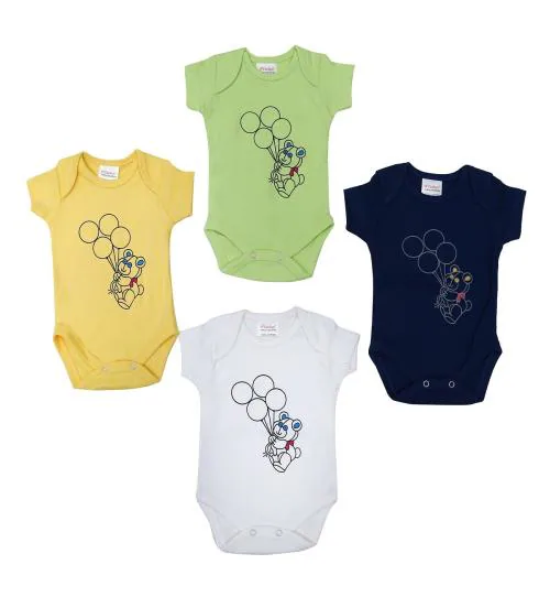 B3Fashion Made in India Infant Baby half Rompers / Body Suits Set of 4