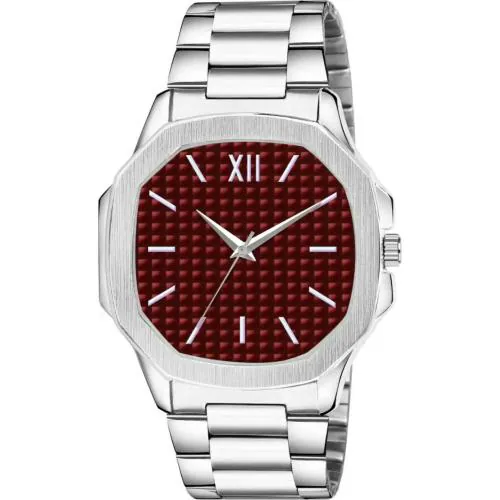 REESKY -1001 Square Maroon Dial Boys And Men Watch With Quartz