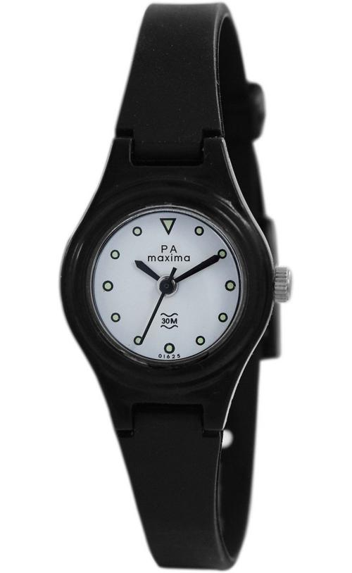 Maxima Analog White Dial Black Strap Watch For Women (01625PPLW)