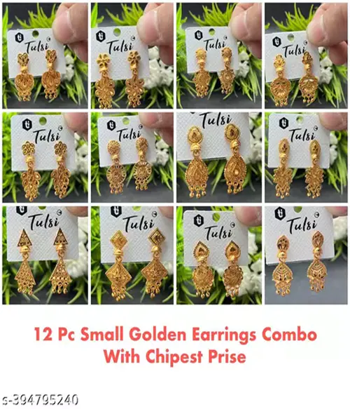 Tulsi Imitation jhumka Earrings For Women-Traditional-26-Size-Free Size-Colour-Gold