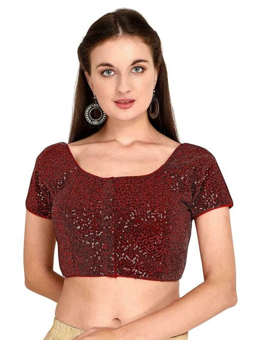 Amrutam Fab Women Maroon Net Blouse