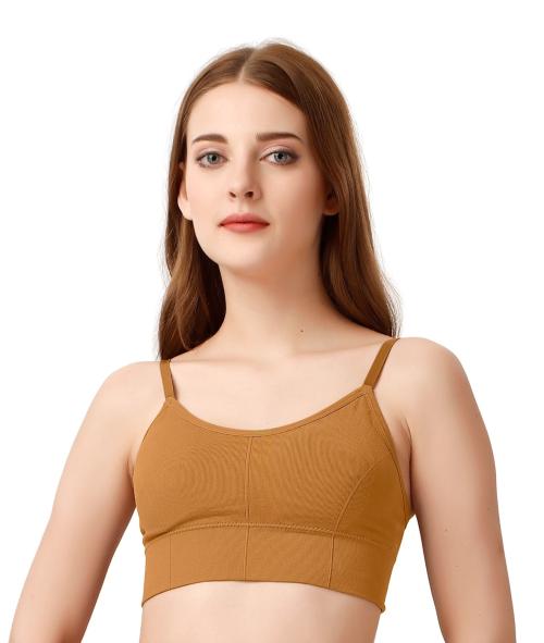 LAK 18 women's fitness bra low back deep neck backless fashion female cropped top pushup padded bralette free size fits upto (28 to 34) bust (MUSTARD)
