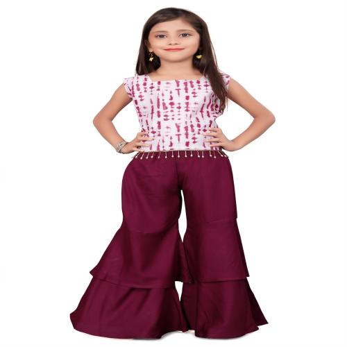 JB Fashion Enchanting Top Sharara Choli Sets: Perfect Blend of Tradition and Elegance (Maroon) Size: