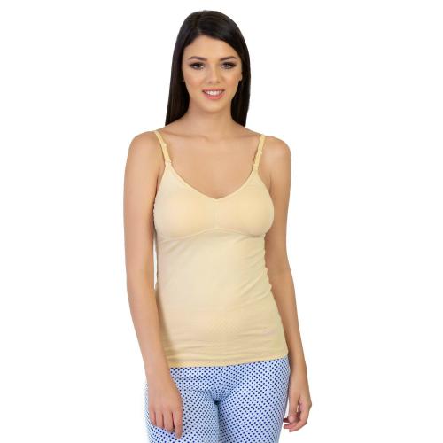 Envie Women And Girls Cotton Casual Camisole Neck Slip With Adjustable Strap Tank Top Nude
