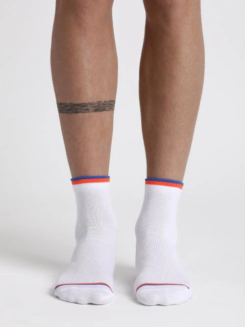 Jockey 7051 Men's White Solid Cotton Blend Pack of 2 Ankle-Length Socks