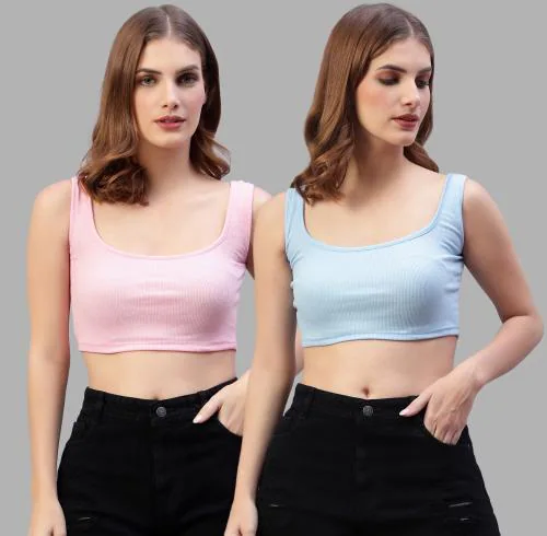 DIAZ Women's & Girls' Solid Ribbed Square Neck Tank Tops | Tops for Women|Crop top Tank top|Beach wear|Stylish Tops|Ribbed Tops|Spaghetti top Pack of 2