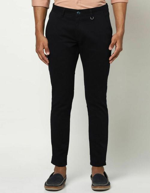 Blue Buddha Men's Navy Pure Cotton Ankle Fit Solid Trouser