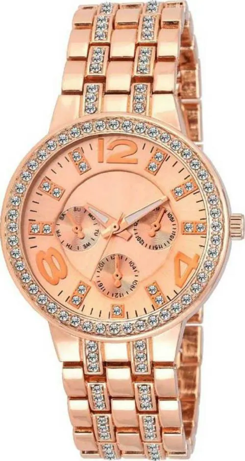 HRV Rose Gold Dial Rose Gold Strap Analog Watch For Women