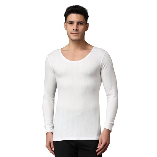 FF Winterwear Thermal Vest for Men, Long Sleevs Upper Innerwear Warmer Round Nack Vest for Winters Color - White (Size - M)