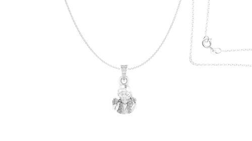 Akshat Sapphire Pure Silver God Sai Baba Pendant With Chain Suitable For Men and Women