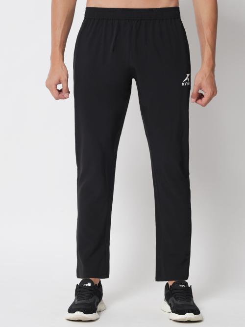 My Swag Men's Athleisure Black Color Solid Exercise Training Track Pants