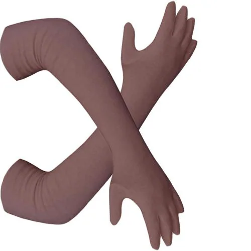 Cotson Women Cotton Full Hand Gloves For Sun Protection Bike Riding (Brown, Free Size)