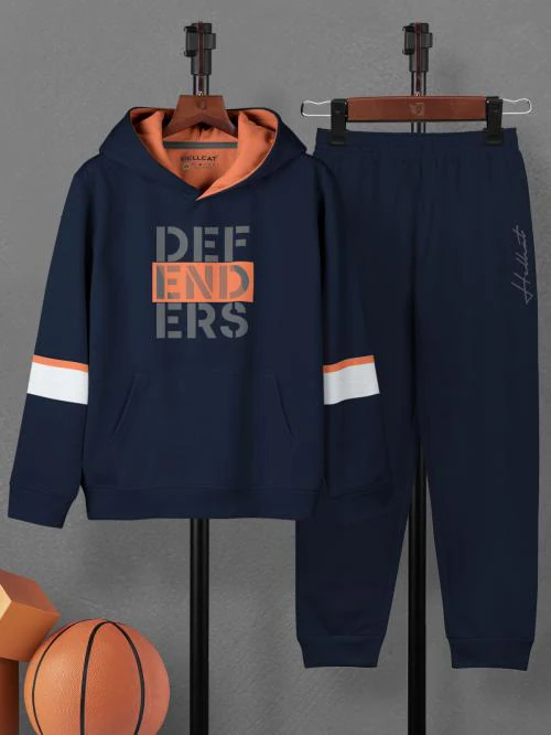 HELLCAT Trendy Printed Cotton Blend Tshirt Hoodie Jogger Trackpants Clothing Set for Boys