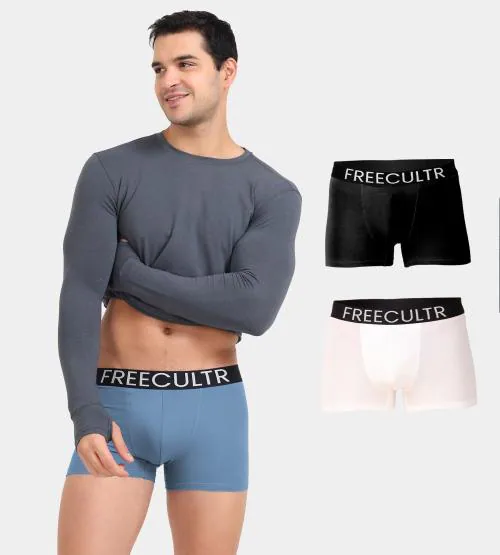 Freecultr Men's Organic Cotton Underwear, Ultrasoft Waistband, Premium Snug-Fit Trunk - Pack of 3