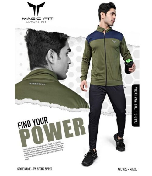 Mitansh Fashion House Men's Winter Wear Two Way Lycra Zipper | Size-M|Colour-Green|