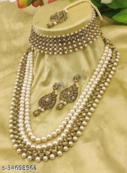 Buy HARITA Gold Plated Alloy Earrings and Necklace Set (Gold) Online at