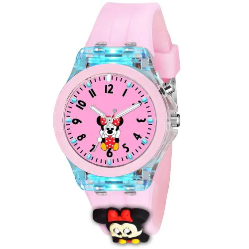 SWADESI STUFF Cute Cartoon Multi Color Lights Rubber Strap Analog Watch for Girls (Micky)