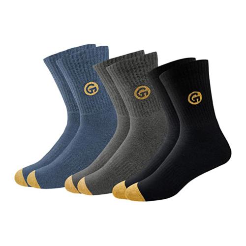 GLINTO Socks Men Heavy Duty Durable Work Socks with Moisture Control Tech, Strong Heel & Toe & Thick Cotton Cushioning (3 Pairs, Free Size, Multicolour)