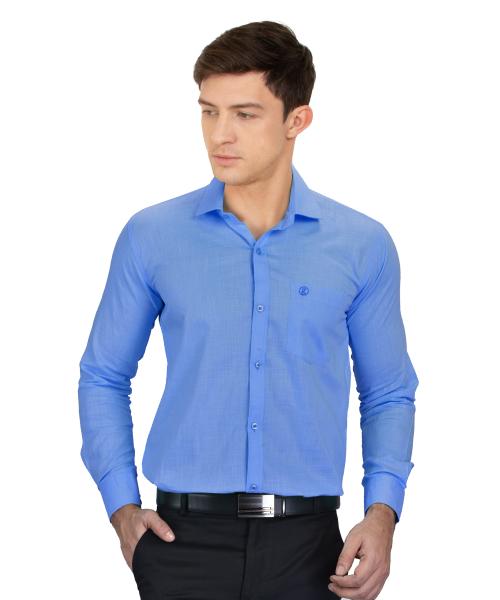 Genius Shirts 100% Cotton Solid Formal Full Sleeve Shirt for Men (44, Baby Blue)