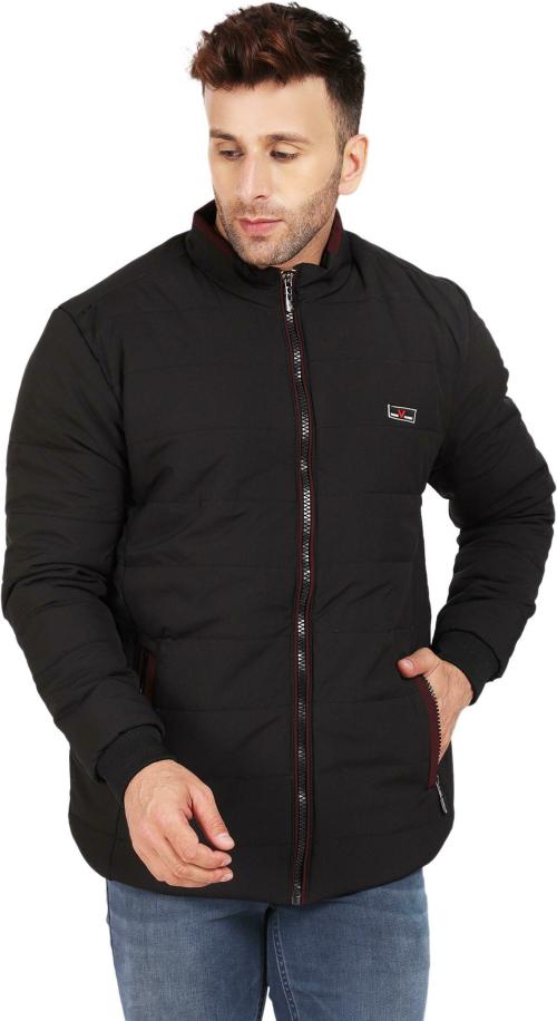 AD & AV Men Black Solid Synthetic Single Jacket