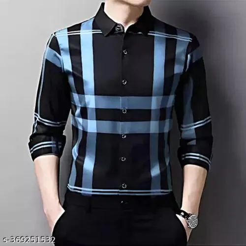 OCtaviAN MENS FULL SLEEVE LYCRA SHIRT Men's Shirts || Tropical Printed Shirts for Men || Summer Wear Shirt for Men || Perfect for Outing || Vacation || DateWear Shirt for Boys || printed shirt||solid striped shirt||trendyshirt||shirt for men Blue-L