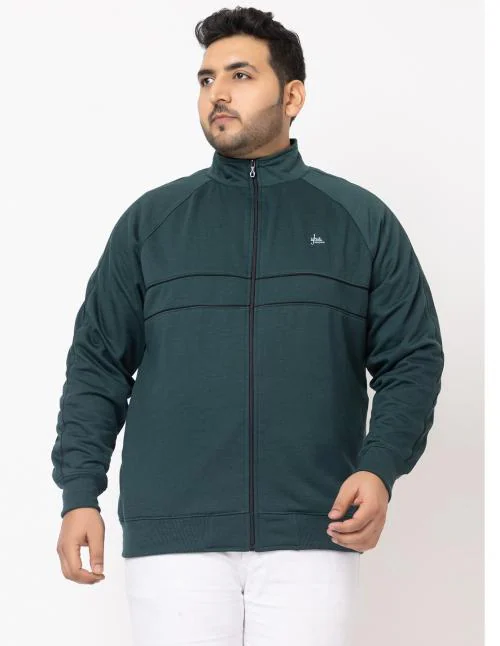 YHA Men's Regular Fit Plus Size Zipper jackets Bottle Green