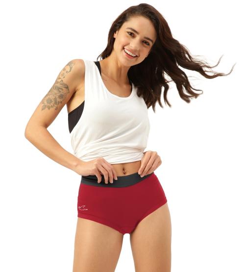 FREECULTR Women's Sassy Red Solid Modal Hipster Briefs