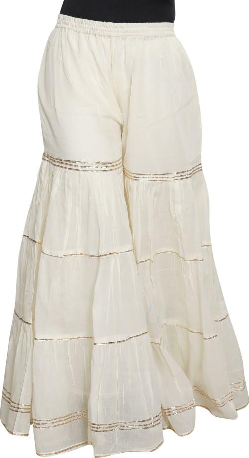 Ramp Bottoms Women White Solid, Striped Cotton Blend (Free Size)