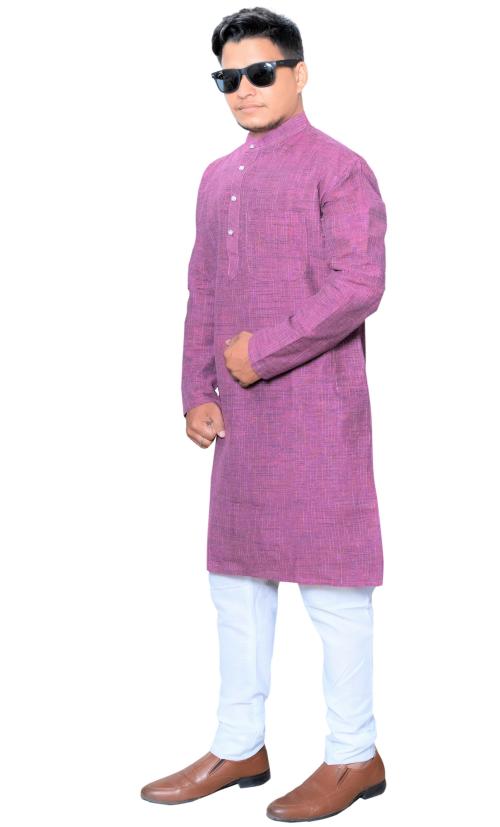 Men Cotton Khadi Purple Kurta Pajama Set-M