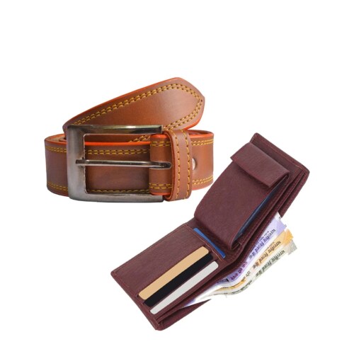 Buy NAVISHA FASHION Men's Formal & Casual Leather Belt & Wallet Combo
