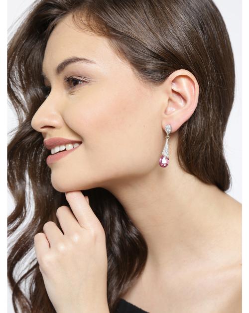 YouBella Valentine Gifts : Jewellery Valentine Collection Zircon Earrings for Girls and Women (Pink)