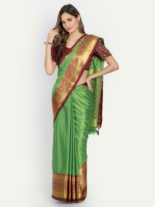 Awesome Woven Kovai Jacquard, Cotton Silk Saree (Green)