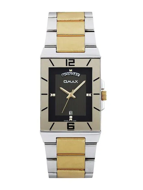 OMAX Analog Silver Watch Black Dial With Silver Strap for Men - SS393