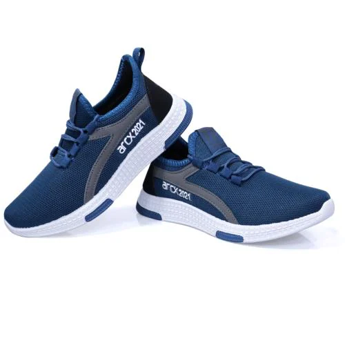 Camro Blue Breathable Sports Shoes for Men, with Mesh Upper & PVC Sole for Everyday Activities.