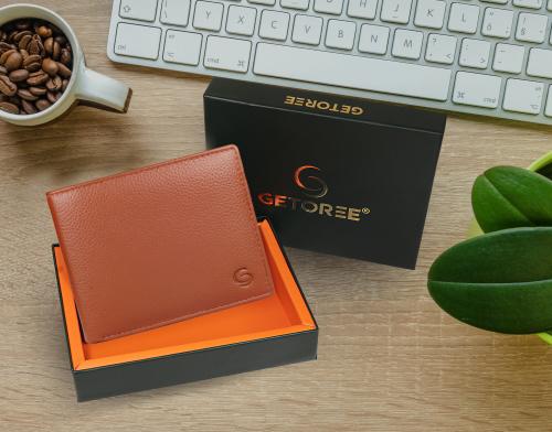 GETOREE Florence Rust Brown Rfid Blocking Genuine Leather Wallet for Men I 3 Credit/Debit Card Slots I 2 Secret compartments I 1 Coin Pocket & 2 Currency Compartments