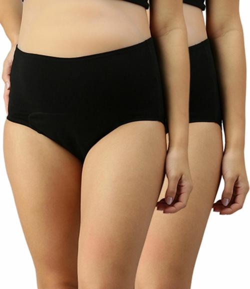 Morph Maternity | Post Delivery Women Underwear | Postpartum Panties Leak Proof & Breathable | Use With Pad For Non Icky Feeling | Soft Comfy Cotton | Pack Of 2 | Black | L