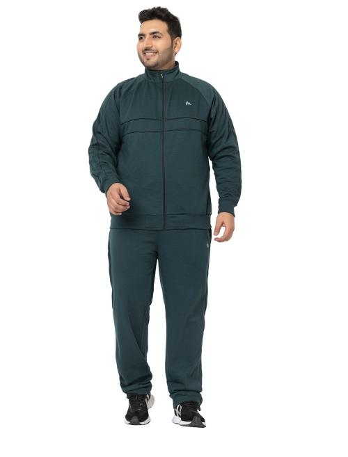 YHA Men's Plus Size Winter High Neck Tracksuit Bottle Green