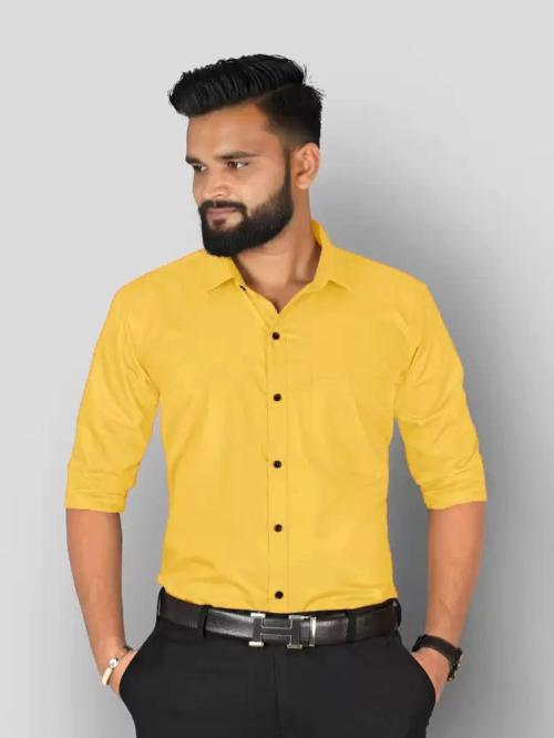 MOJILO Men's Cotton Solid Slim Fit Casual Shirt with Pocket, Full Sleeve Shirt for Formal & Casual Wear