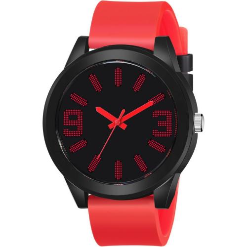 DAINTY Minimalists Analog Black Dial Orange Strap Watch for Men, Women
