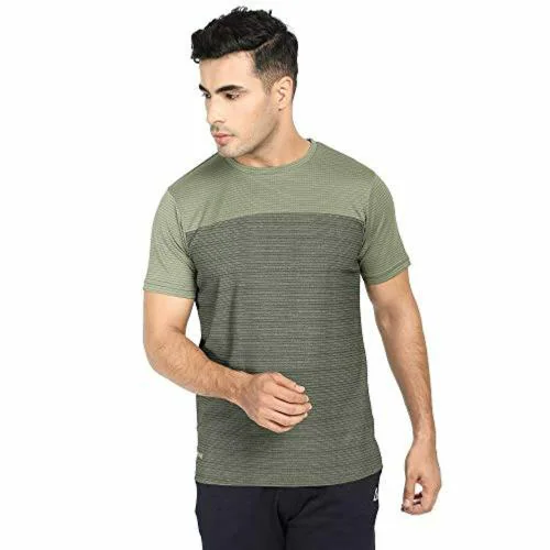 KRONOS Men Green Polyester Blend Round Neck T-shirt