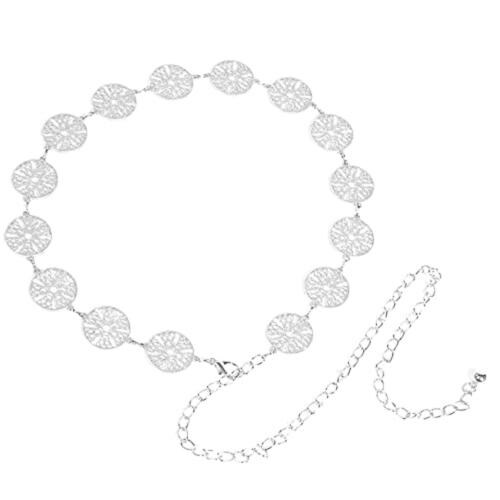 SATYAM KRAFT Women's Adjustable Tassel Hollow Circle Waist Chain Belt Pack of 1 (Silver)