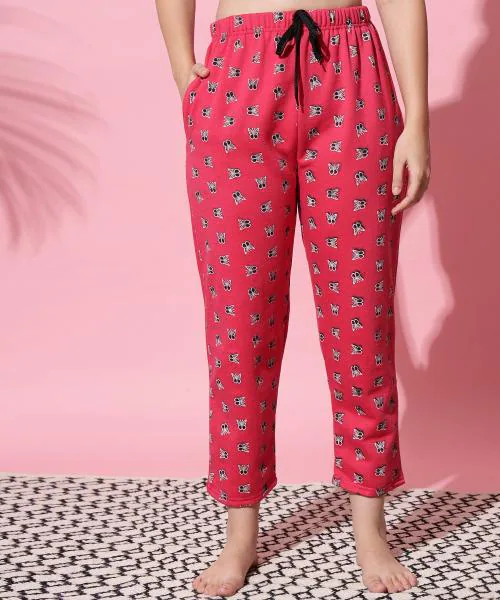 Anixa Women Pink Printed Cotton Pack of 1 Pyjama