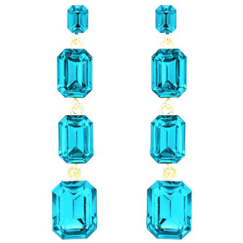 Fresh Vibes Sky Blue Western Style Long Dangler Earrings for Women | Stylish & Trendy Turquoise Blue Modern Hanging Girls Earring