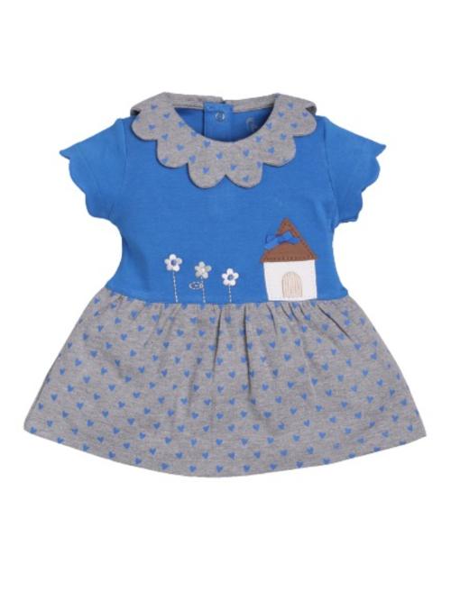 Baby Go 100% Pure Cotton Printed Frock For Baby Girls (18-24M,Royal)