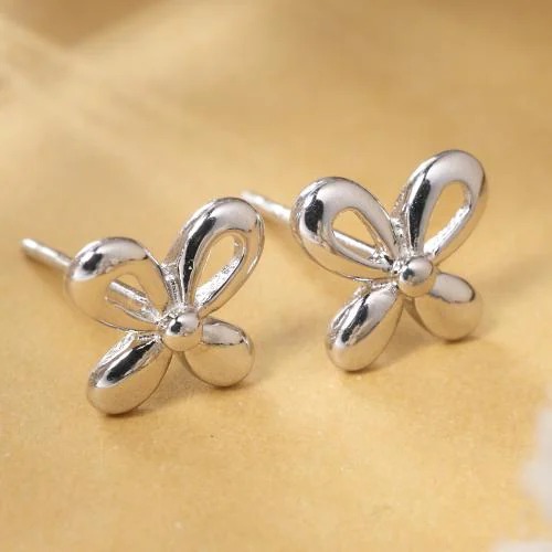 DEESSA 925 Sterling Silver Flower silver only Earrings Silver Colour with White colour Cubic Zirconia - Rhodium Plated, Elegant Gift for Women | Birthdays, Anniversaries, Valentine's Day | with Authenticity Certificate