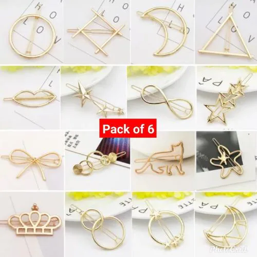 alamodey Gold Metal Hair Pin (Pack of 6)