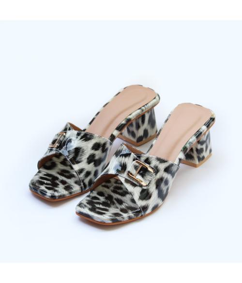 Aasheez White Block Heel Sandals