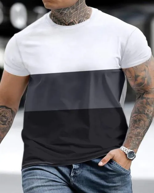 TAZO Mens Round Neck | Colourblocked T-Shirt | Regular Fit | Half length Sleeve T-Shirt | T Shirt For Mens | Mens T Shirt | Mens Tshirt | Tshirt for Mens | T Shirts | Tshirts | Gym Wear | Sports Wear | Mens Tshirt