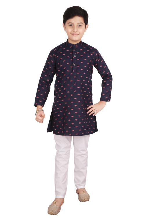 Pro-Ethic Style Developer Kid's Cotton Blue Kurta Pajama Set For Boys