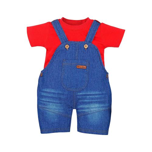 Macitoz Denim Dungaree for baby boys Cotton Polo T-Shirt with Denim Dungree for Boys